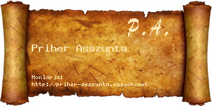 Priher Asszunta névjegykártya